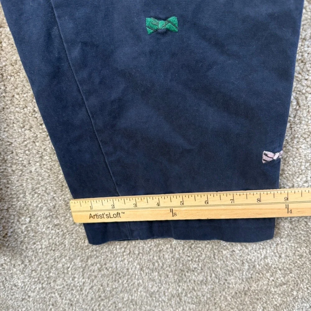 Brooks Brothers Clark Navy Blue Embroidered Bow Tie Critter Chinos Mens 34x32